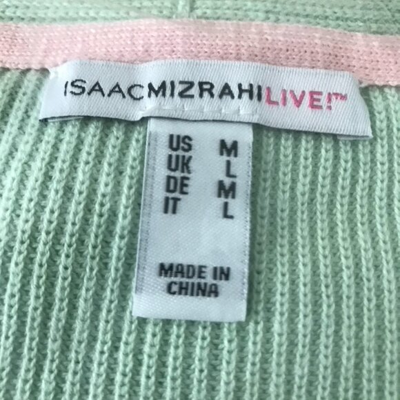 Isaac Mizrahi Live! V-Neck Shaker Stitch Swing Sweater - Aloe (Sz M) a473224 - Picture 2 of 4